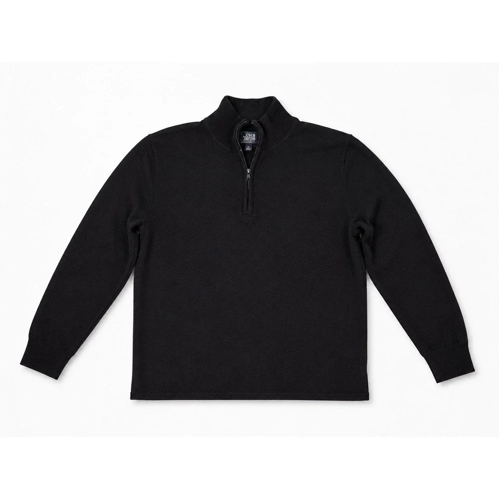 The North Face Mens XL Black Wool Blend Quarter Zip Pullover Sweater Mock Neck